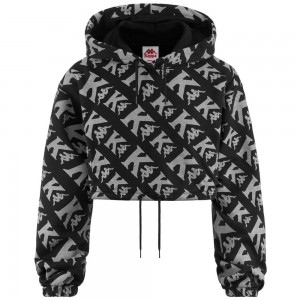 Women Kappa Authentic Tropp Hoodie Black | 360715-GZD