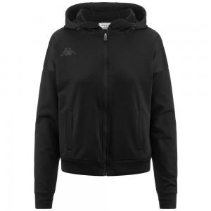 Women Kappa Enura Hoodie Black | 276380-DJP