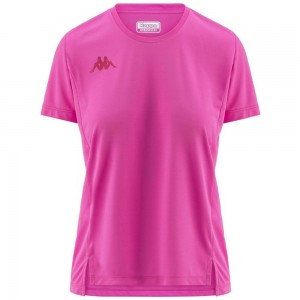 Women Kappa Eria T-Shirt Pink | 765381-OPQ