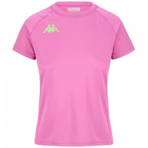 Women Kappa Kombat Fiba T-Shirt Pink | 829704-EUW