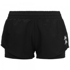 Women Kappa Kombat Padel Ener Shorts Black | 815347-NOD