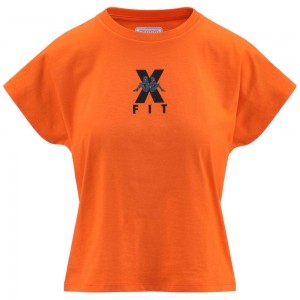 Women Kappa Kombat Wkt Ebura T-Shirt Orange | 769182-SMG