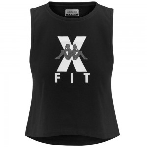 Women Kappa Kombat Wkt Exina Tank Top Black | 439728-TYM