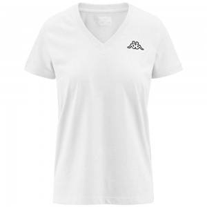 Women Kappa Logo Cabou T-Shirt White | 891027-WED