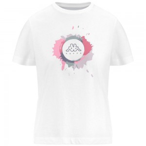 Women Kappa Logo Eika T-Shirt White | 947056-OEH