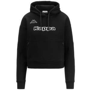 Women Kappa Logo Elac Hoodie Black | 392108-YOD