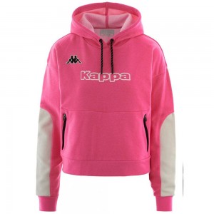 Women Kappa Logo Elac Hoodie Pink | 461587-KXC