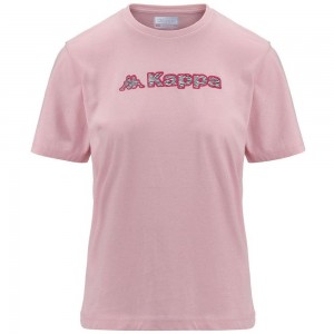 Women Kappa Logo Favia T-Shirt Pink | 159387-QJZ