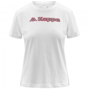 Women Kappa Logo Favia T-Shirt White | 546083-NBK