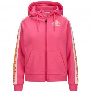 Women Kappa Logo Fiomia Hoodie Pink | 598063-KZM