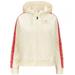 Women Kappa Logo Fiomia Hoodie White | 290843-PYG