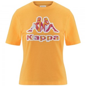 Women Kappa Logo Fiora T-Shirt Yellow | 361702-AGL