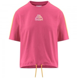 Women Kappa Logo Fleca T-Shirt Pink | 351980-PDY