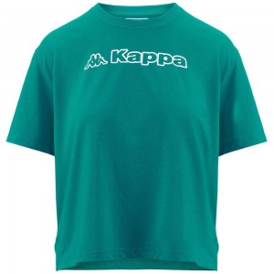 Women Kappa Logo Frega T-Shirt Green | 241976-GOT