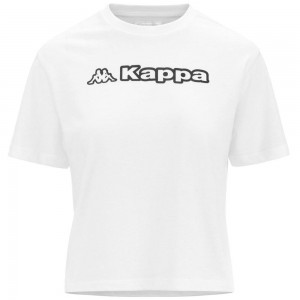 Women Kappa Logo Frega T-Shirt White | 824153-GTV