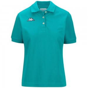 Women Kappa Logo Sharas Wss Polo Shirt Green | 329085-OMY