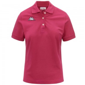 Women Kappa Logo Sharas Wss Polo Shirt Pink | 495217-UKT