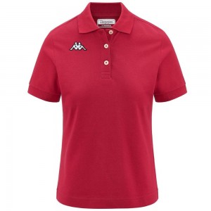 Women Kappa Logo Sharas Wss Polo Shirt Red | 751420-IFW