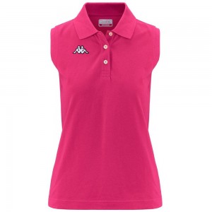 Women Kappa Logo Tennis Wws Slim Polo Shirt Pink | 348271-QMA