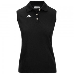 Women Kappa Logo Tennis Wws Slim Polo Shirt Black | 486572-CTO