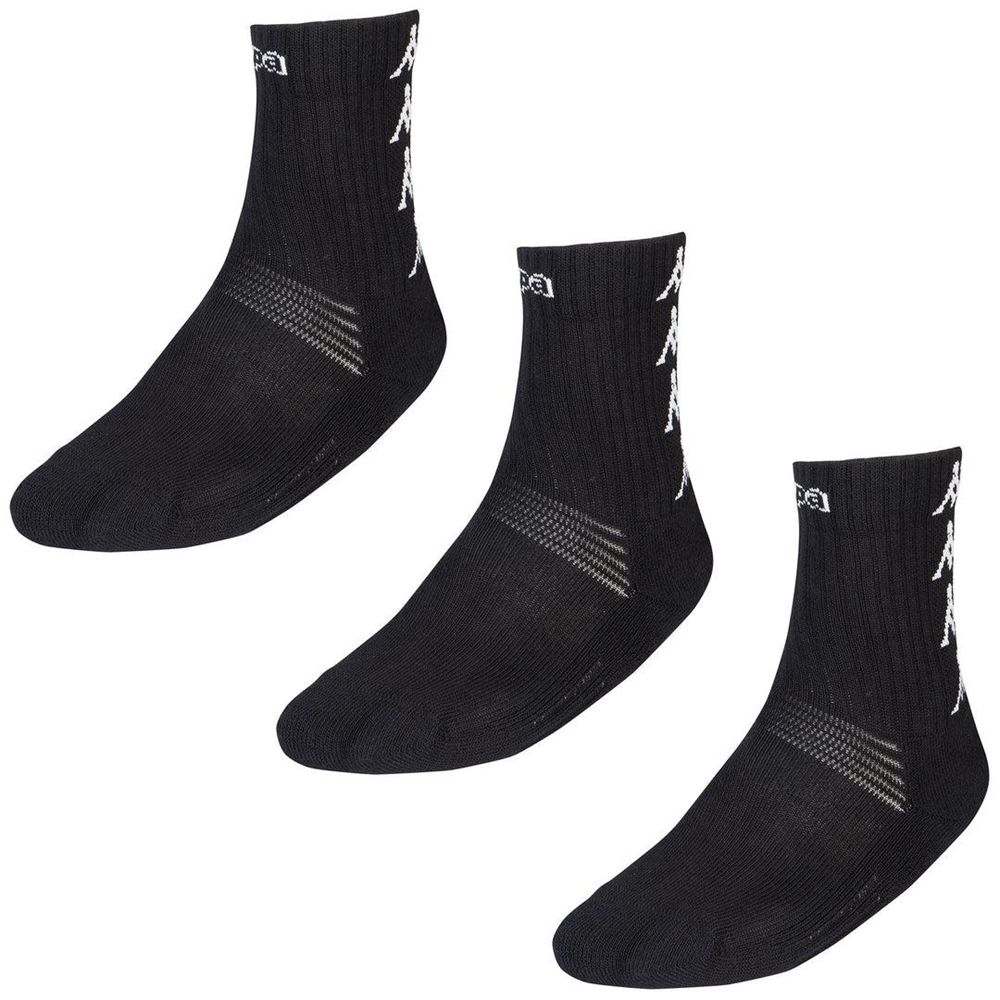 Kids\' Kappa 4 Training Eleno 3pack Socks Black | 687340-SNJ