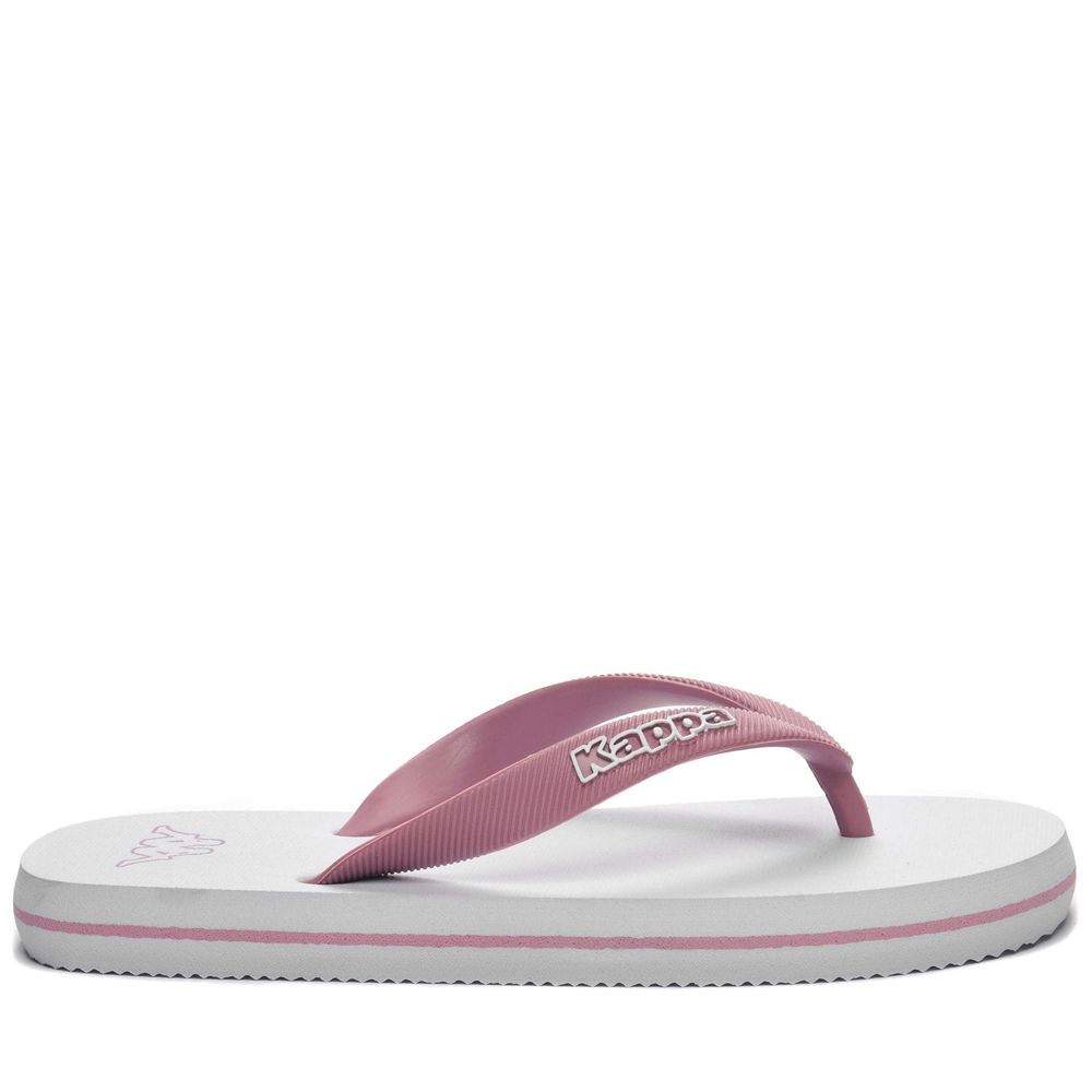 Kids' Kappa Logo Moker Kid Flip Flops White | 345078-PWE