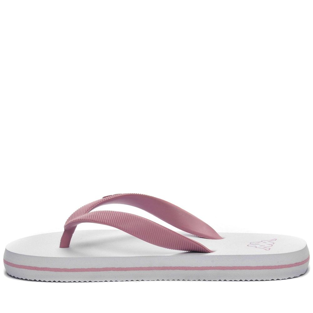 Kids' Kappa Logo Moker Kid Flip Flops White | 345078-PWE