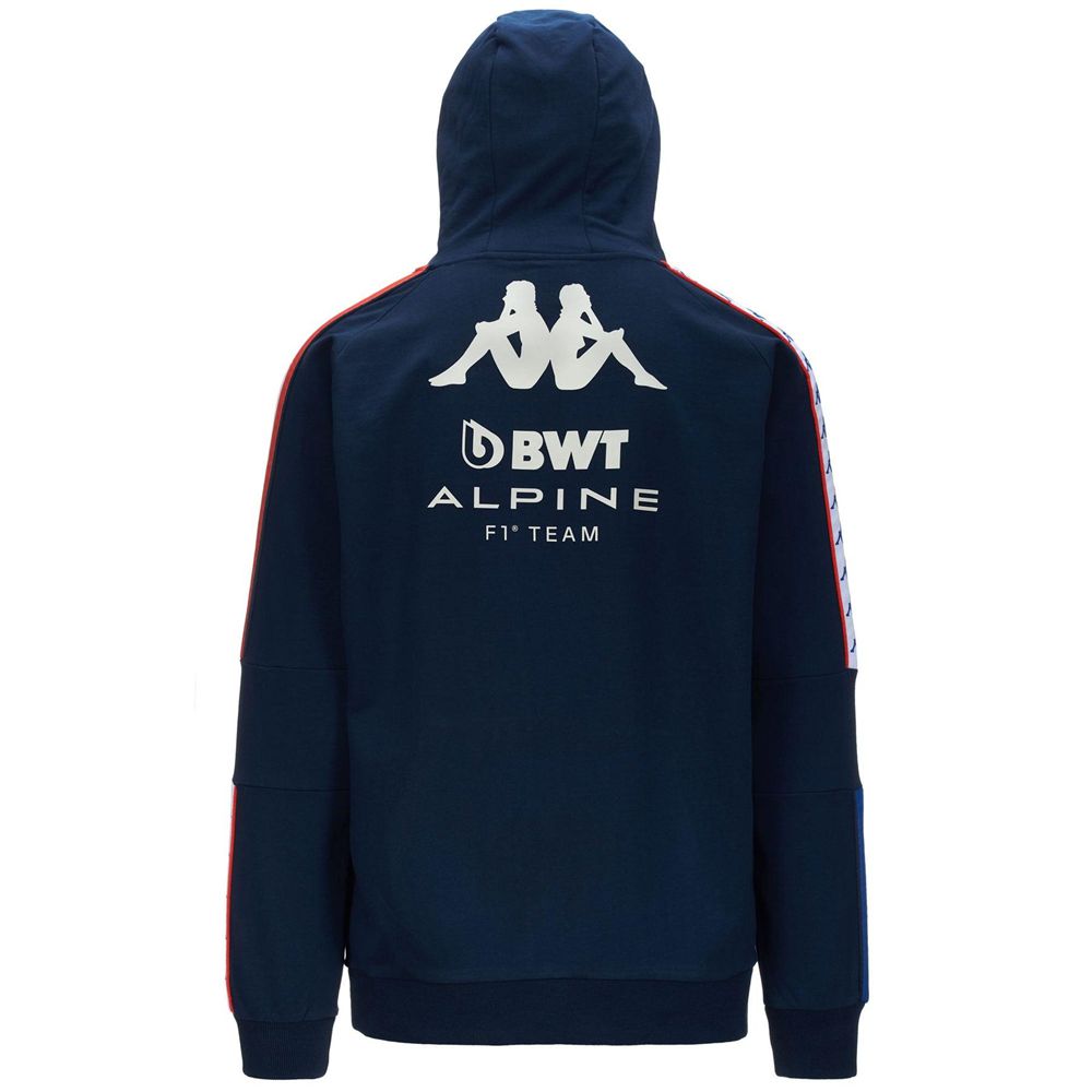 Men Kappa 222 Banda Anhod Alpine F1 Hoodie Navy | 081342-SFI