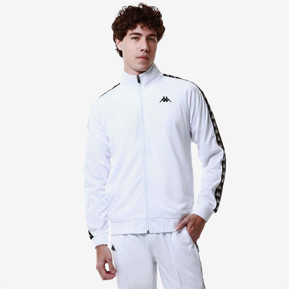 Men Kappa 222 Banda Anniston Slim Jacket White | 213586-QOI