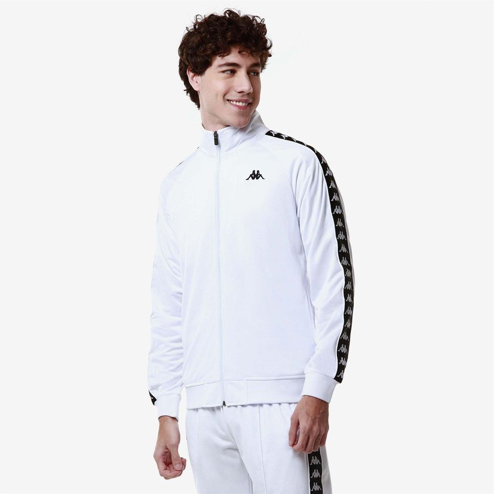 Men Kappa 222 Banda Anniston Slim Jacket White | 213586-QOI