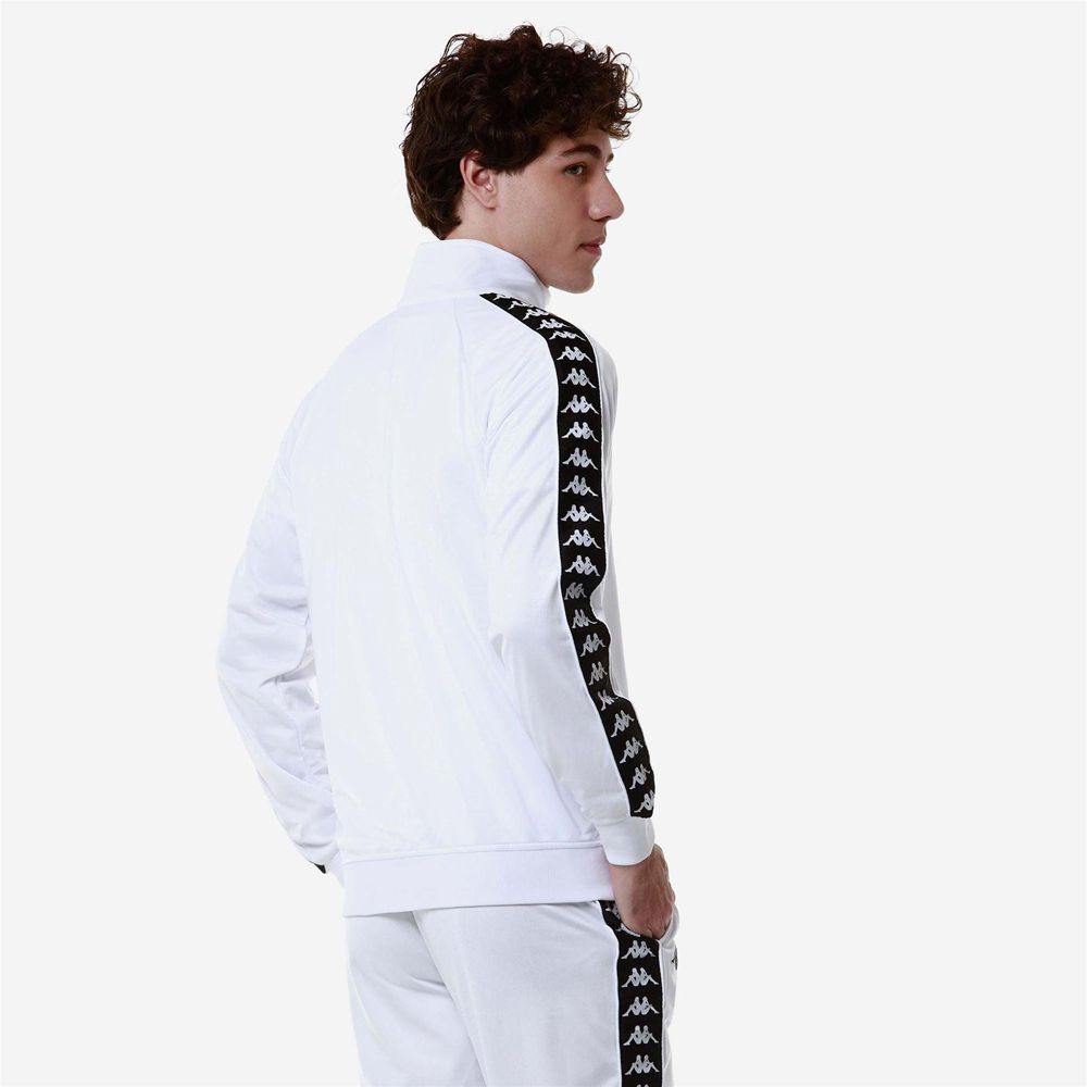 Men Kappa 222 Banda Anniston Slim Jacket White | 213586-QOI