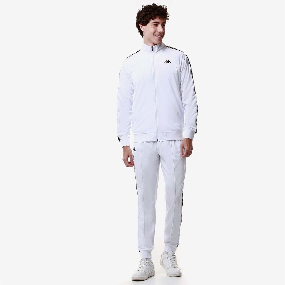 Men Kappa 222 Banda Anniston Slim Jacket White | 213586-QOI