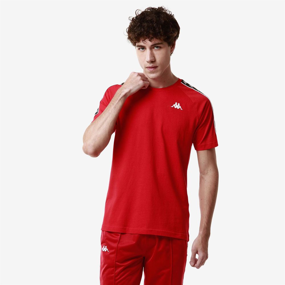 Men Kappa 222 Banda Coen Slim T-Shirt Red | 673184-MES