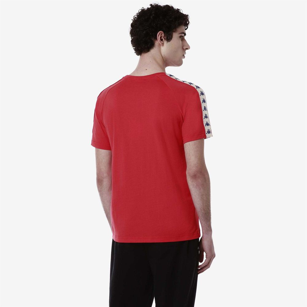 Men Kappa 222 Banda Coen Slim T-Shirt Red | 295840-SZK