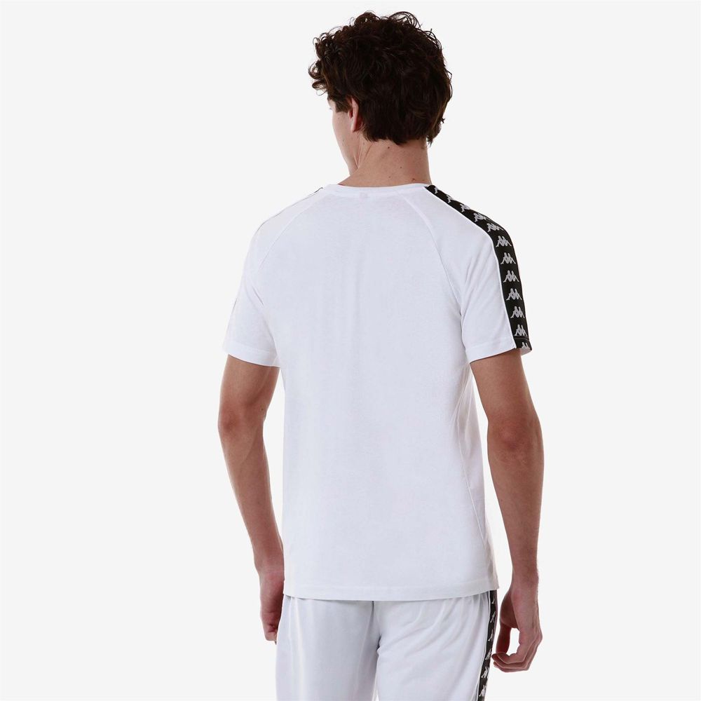 Men Kappa 222 Banda Coen Slim T-Shirt White | 173984-WPZ