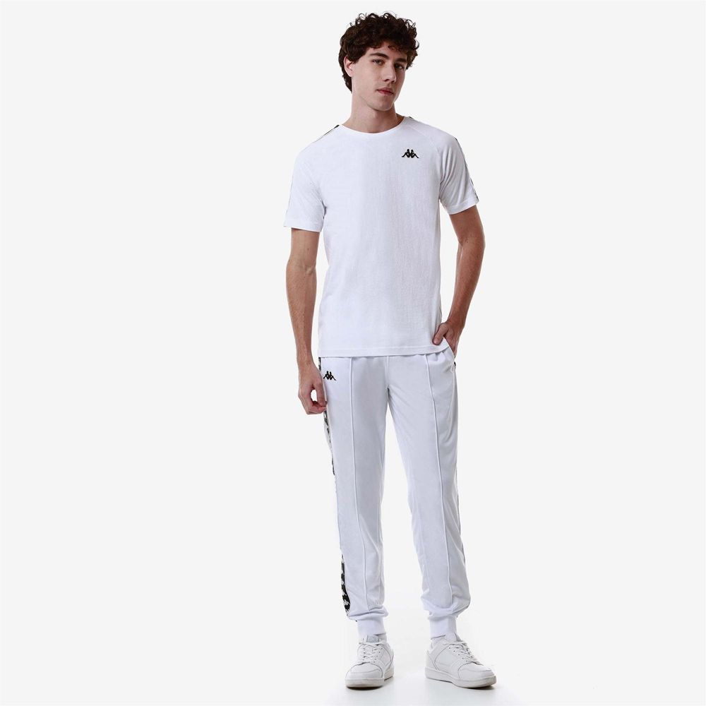 Men Kappa 222 Banda Coen Slim T-Shirt White | 173984-WPZ