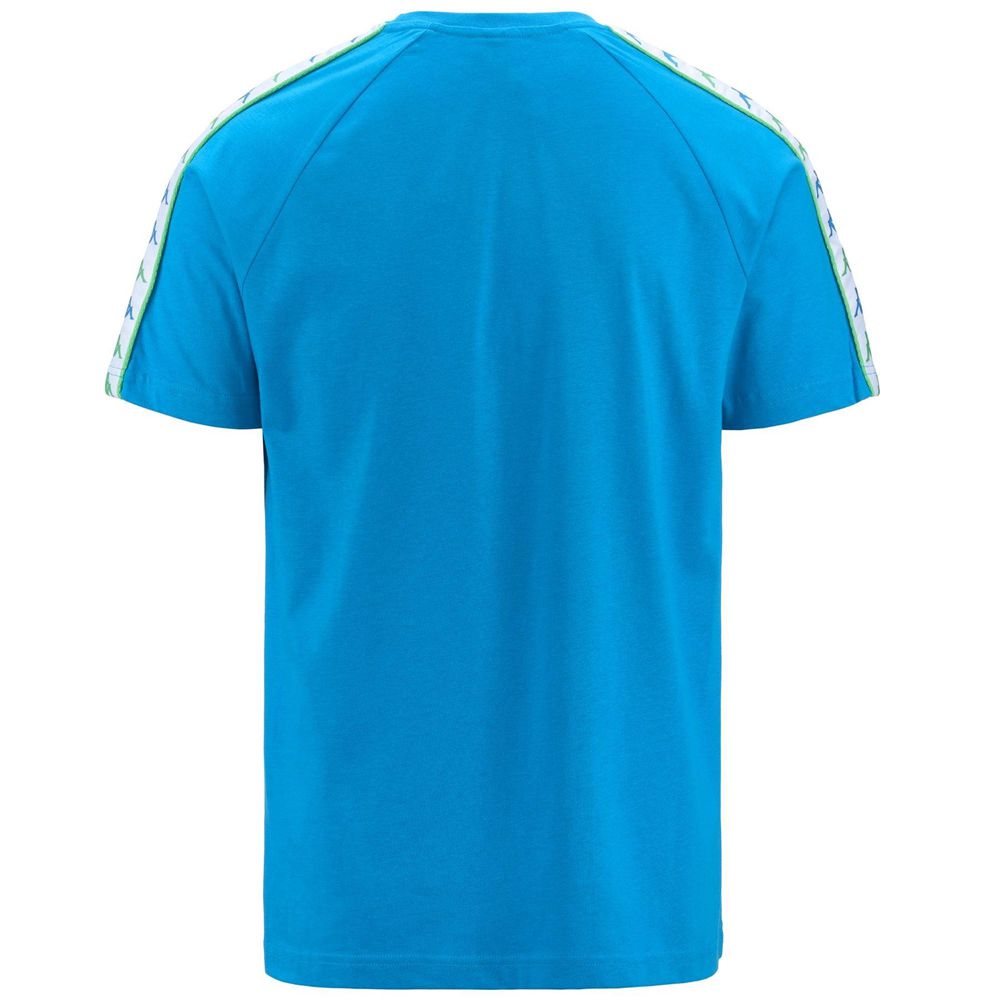 Men Kappa 222 Banda Coeni Slim T-Shirt Blue | 026439-WFQ