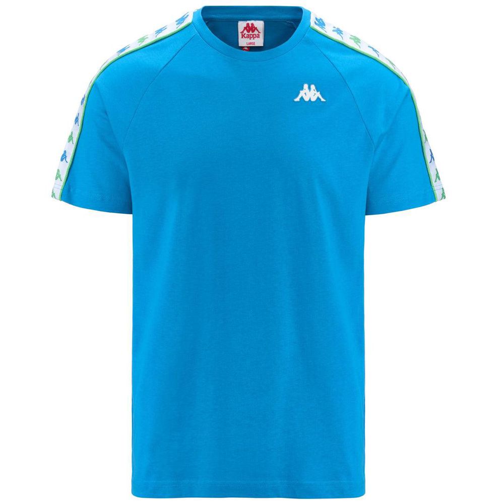 Men Kappa 222 Banda Coeni Slim T-Shirt Blue | 026439-WFQ