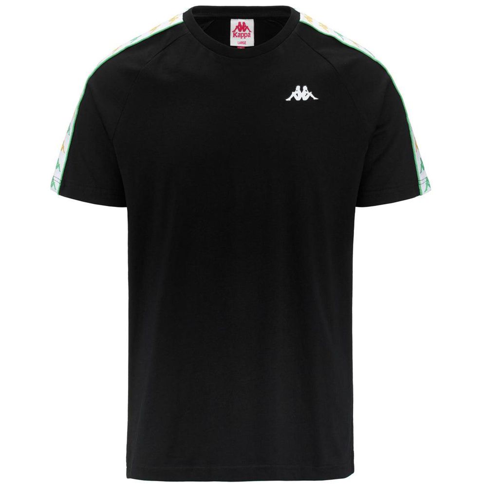 Men Kappa 222 Banda Coeni Slim T-Shirt Black | 916207-CYT