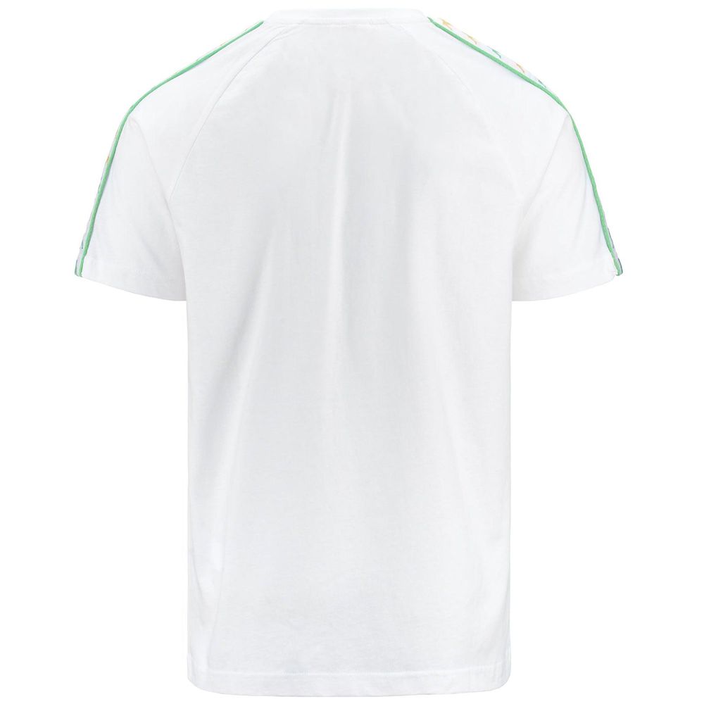 Men Kappa 222 Banda Coeni Slim T-Shirt White | 983726-KNE