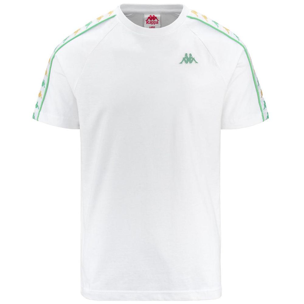 Men Kappa 222 Banda Coeni Slim T-Shirt White | 983726-KNE