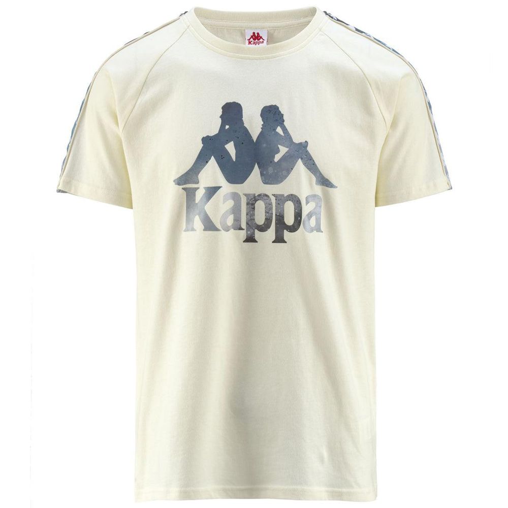 Men Kappa 222 Banda Voen Graphiktape T-Shirt Beige | 194673-HJW