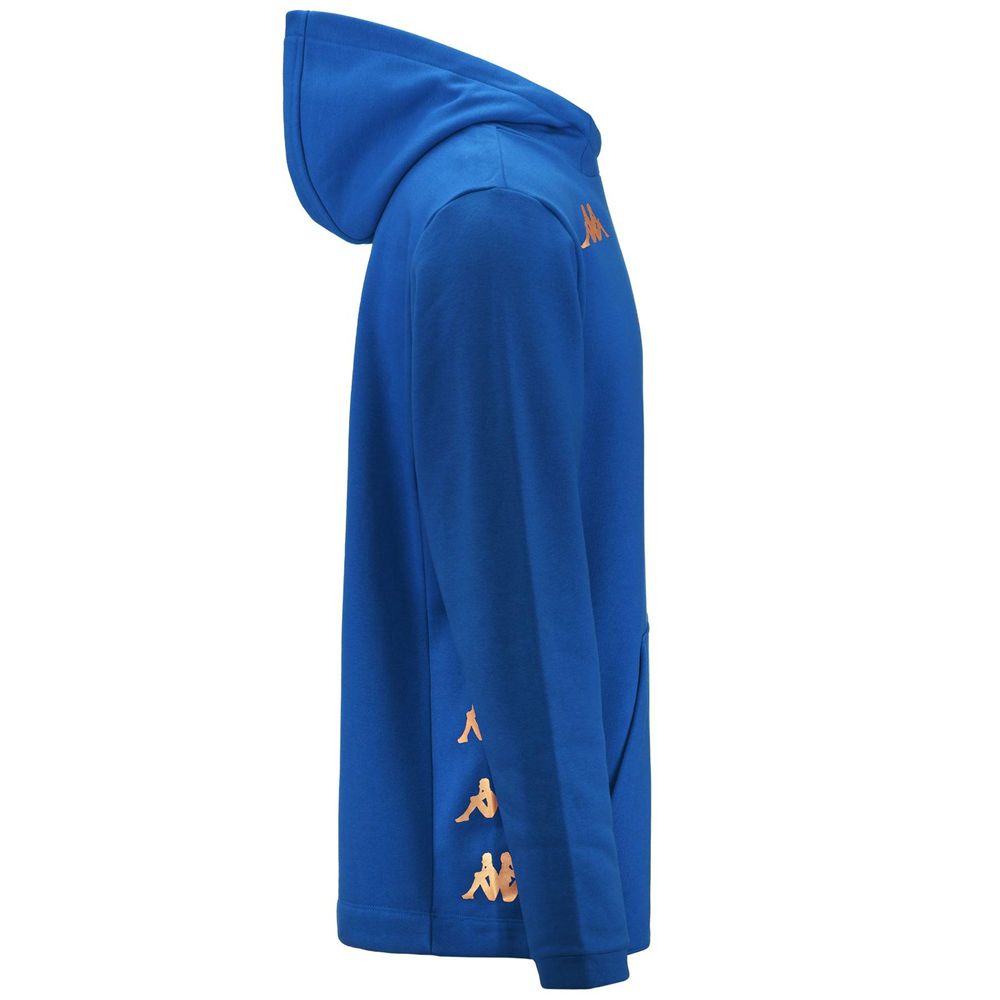 Men Kappa 4 Football Giordizi Hoodie Blue | 876125-OYJ