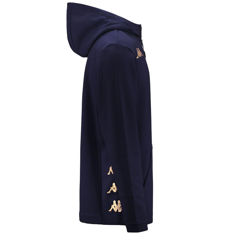 Men Kappa 4 Football Giordizi Hoodie Navy | 315268-WDP