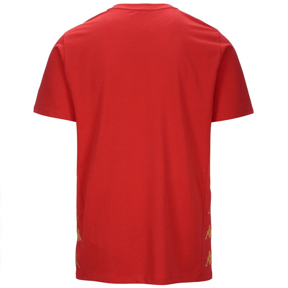 Men Kappa 4 Football Giovo T-Shirt Red | 518423-BHJ