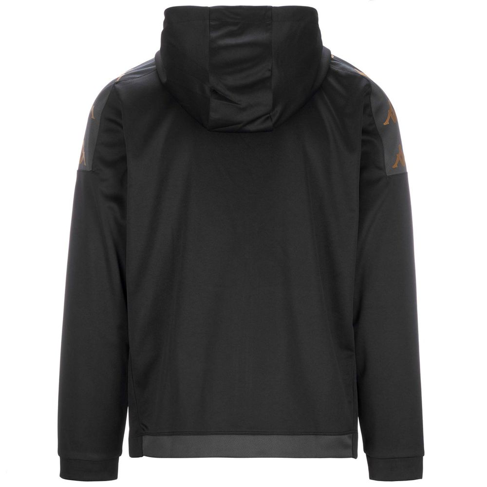 Men Kappa 4 Football Grevolo Hoodie Black | 943681-VOJ