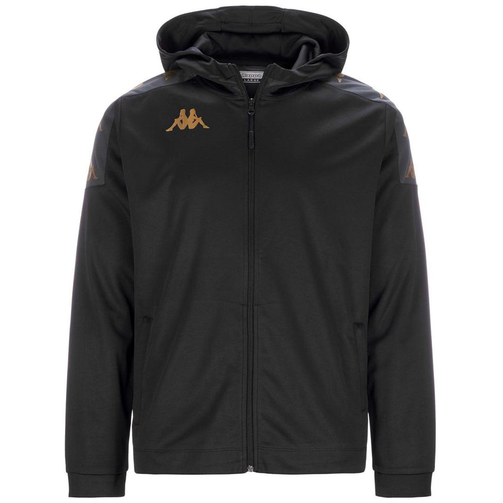 Men Kappa 4 Football Grevolo Hoodie Black | 943681-VOJ