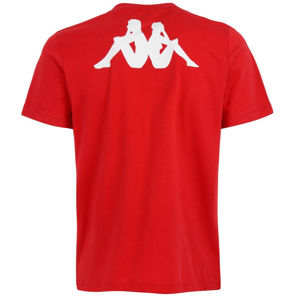 Men Kappa 4 Football Tee T-Shirt Red | 687923-WXA