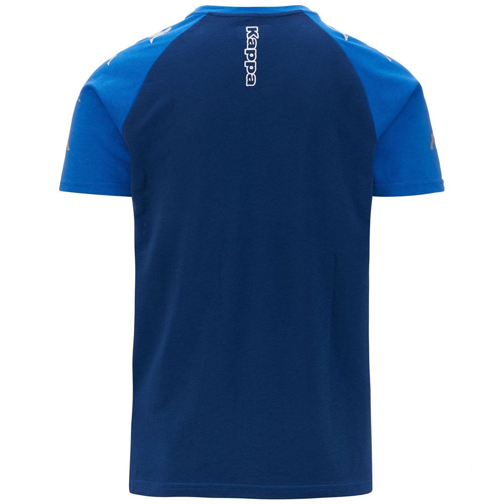 Men Kappa 4 Soccer Ancone T-Shirt Blue | 602859-SYC