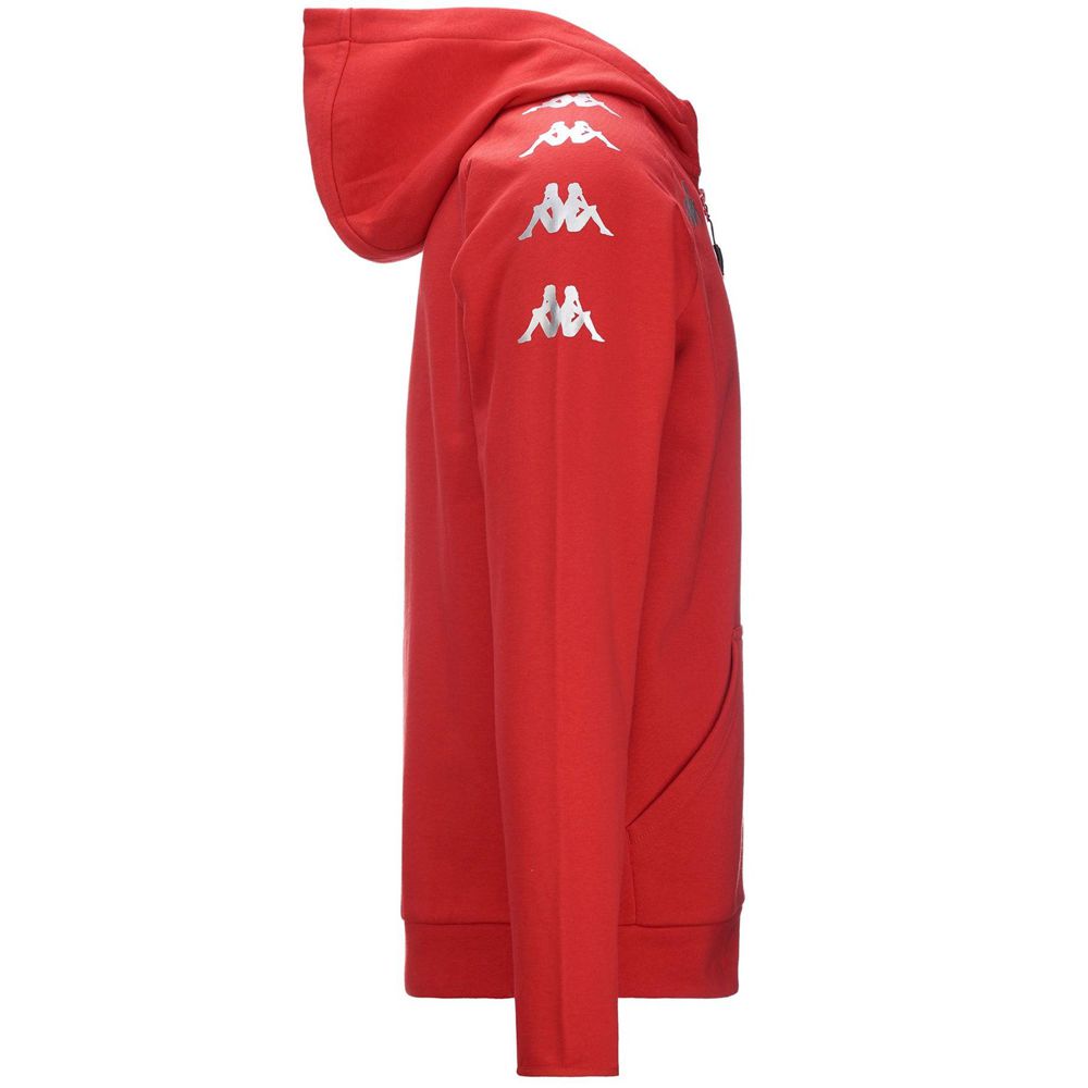 Men Kappa 4 Soccer Divieto Hoodie Red | 214965-OEX